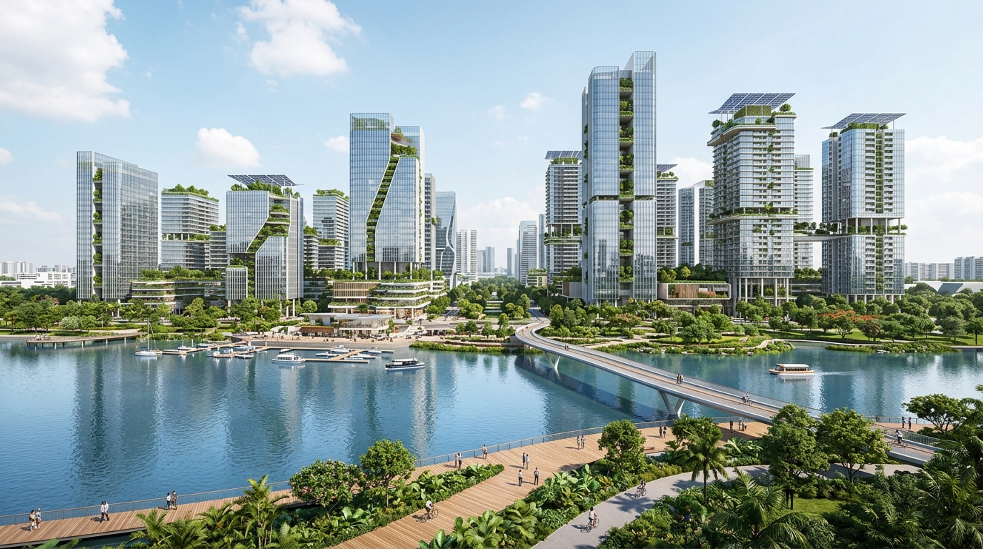 Jurong Lake District waterfront and commercial skyline